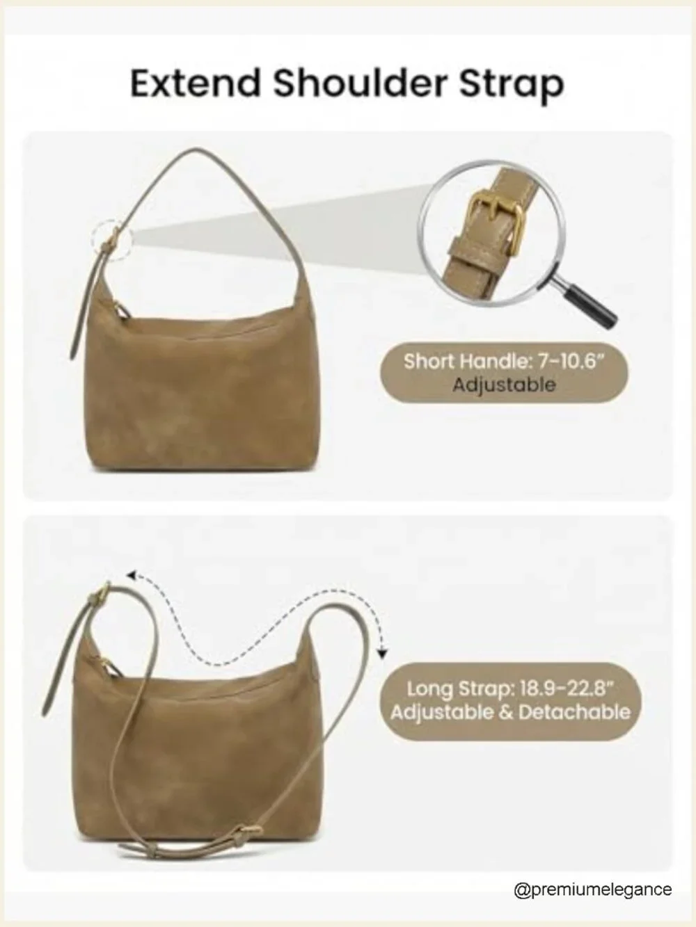 Medium Suede Hobo Bag with Adjustable Strap Crossbody Purse Slouchy Handbag